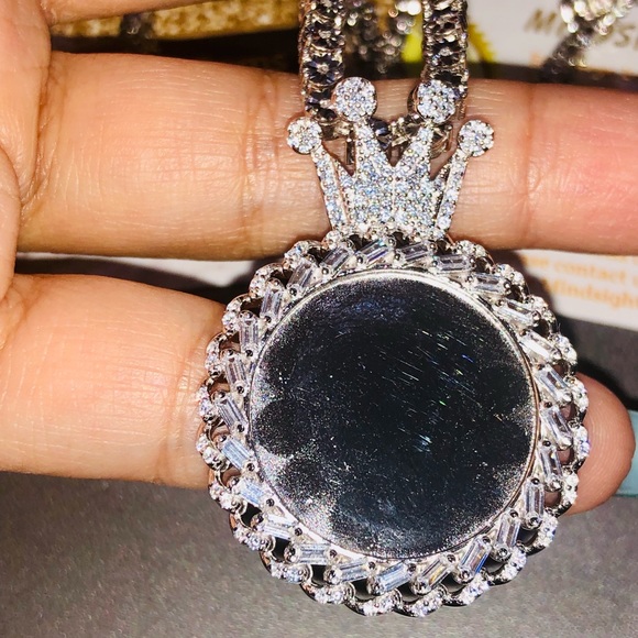 Real diamond tennis chain with custom made stunning 2 way memory charm pendant - Picture 5 of 10